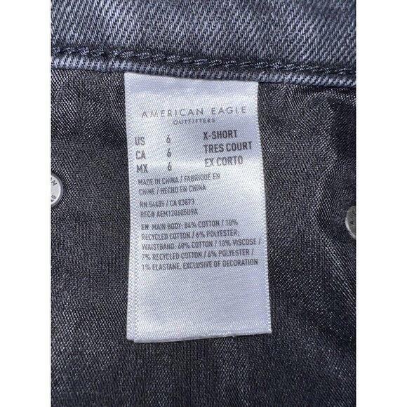 AMERICAN EAGLE Womens Black Wash Distressed Mom Straight Jeans Size 6 Short - Picture 10 of 15